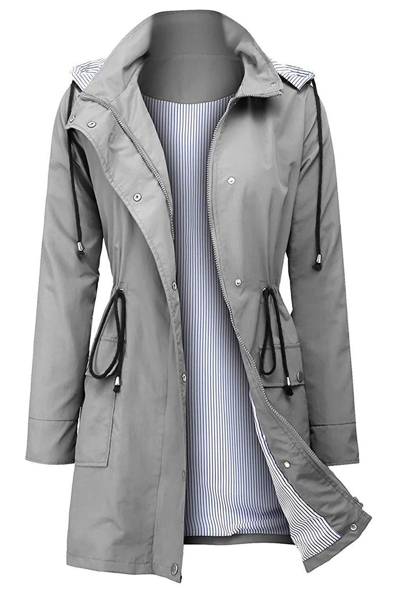 Arthas Women Light Rain Jacket Waterproof Active Outdoor Trench Raincoat with Hood Lightweight Plus Size for Girls. (Grey, XXL). - Image 1